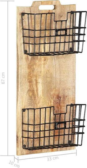 vidaXL Wooden Magazine Rack Brown 33x10x67cm