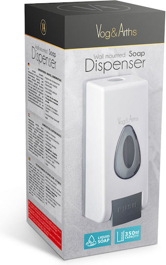 Dozator manual de săpun lichid Vog Arths 350 ml montat pe perete alb