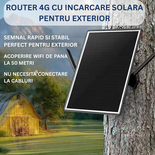 Router Portabil 4G Încărcare Solară 15W Autonomie Baterie 20000 mAh Funcționare 24/7 Ideal pentru Camere de Supraveghere Alte Dispozitive