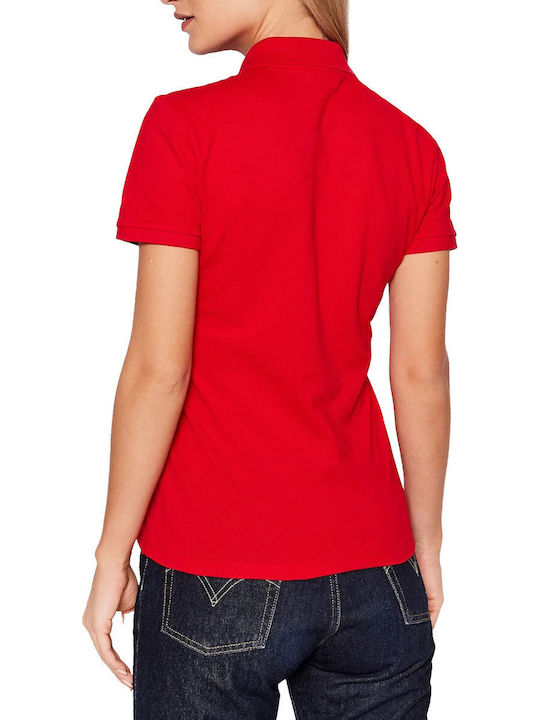Women's Polo Blouse Short Sleeve Dark Red