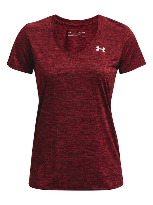 Women's T-shirt with V Neckline Red