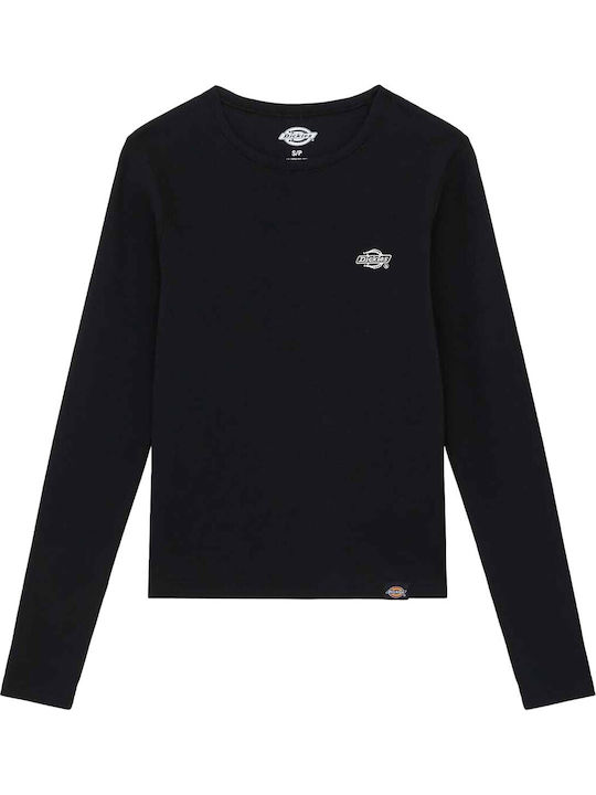 Gladeville Summer Women's Cotton Blouse Long Sleeve Black