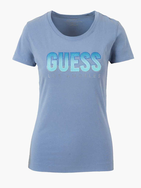 Women's Cotton Blouse with Spaghetti Straps Light Blue