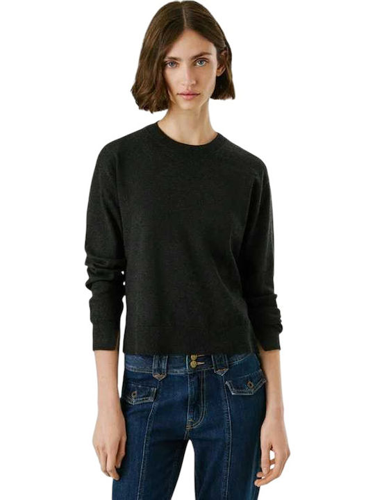 Damen Langärmeliges Baumwollpullover Schwarz
