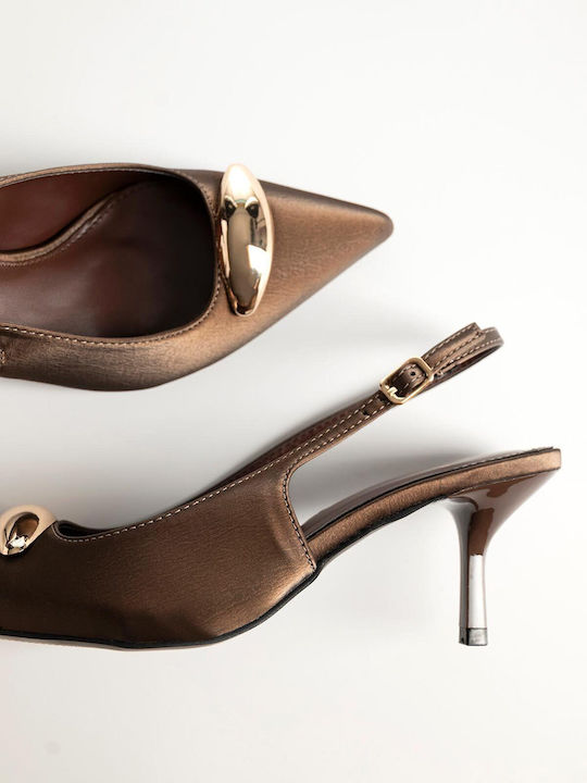 Pointed Toe Brown Medium Heels