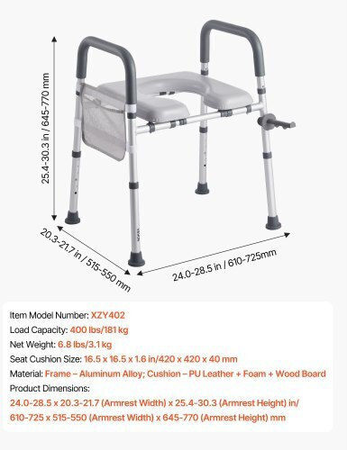 Vevor Toilet Chair with Backrest SJLDSJGMTZDK0AX9F001V0