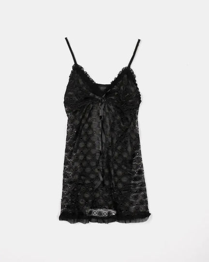 Νεγκλιζέ Σετ Babydoll Ρόμπα Μαύρο Μέγεθος One Size