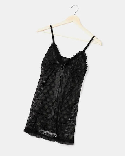 Νεγκλιζέ Σετ Babydoll Ρόμπα Μαύρο Μέγεθος One Size