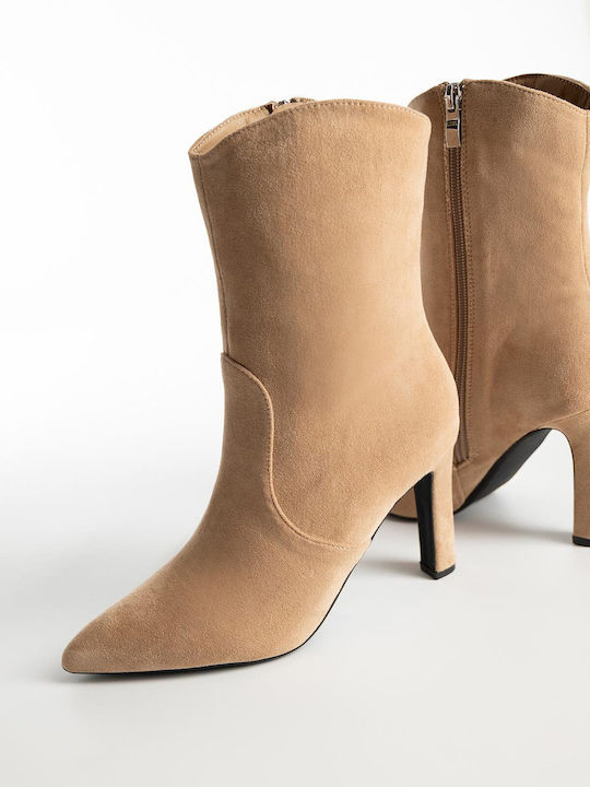 Wildleder Stiefeletten Damen Beige