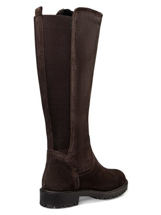 Knee-high Δερμάτινες Γυναικείες Μπότες Ιππασίας Καφέ