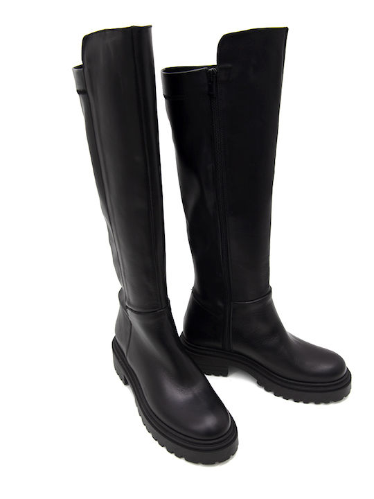 Leder Damenstiefel Schwarz