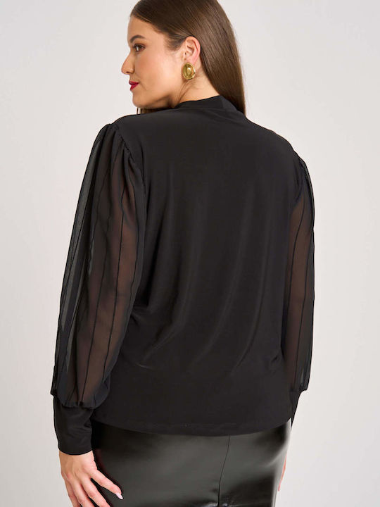 Damen Bluse Gestreift Schwarz