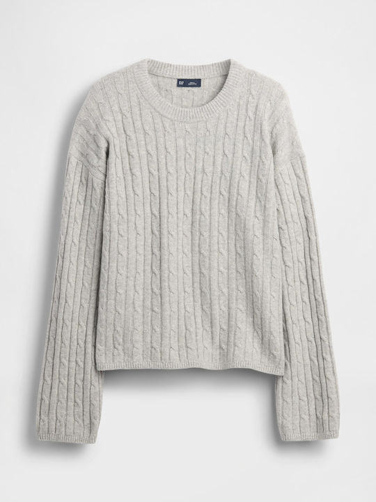 Women's Long Sleeve Crop Cotton Sweater Light Heather Gray