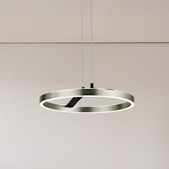 Powertech Ρυθμιζόμενο Κρεμαστό Φωτιστικό Ασημί LED με Φυσικό Λευκό Φως 38x38x120εκ.
