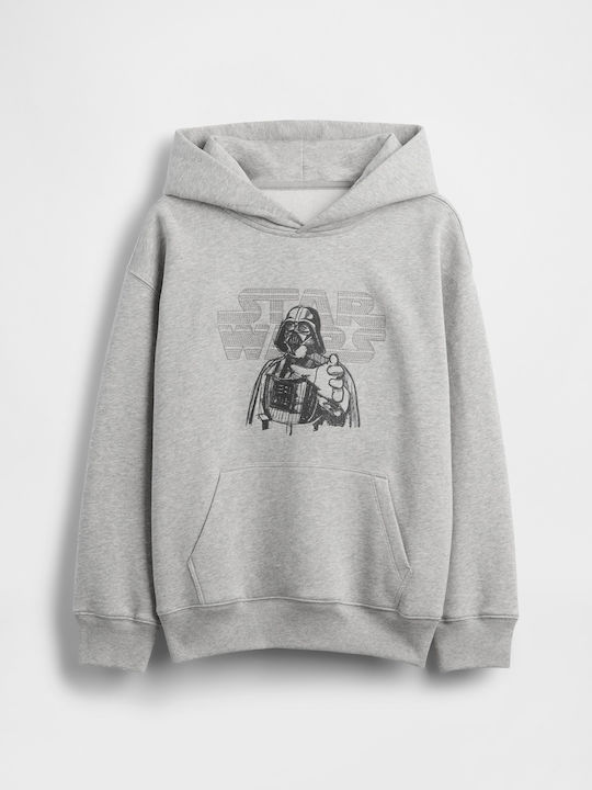 Fleece Kids Sweatshirt With Hood And Pockets Grey Heather