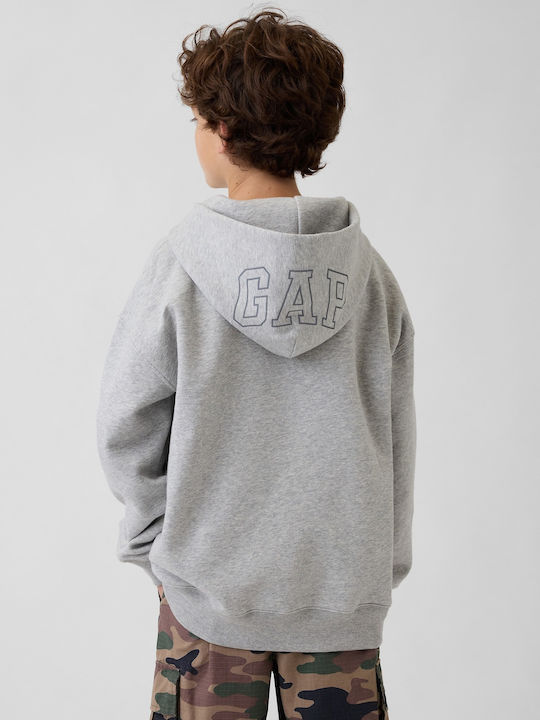 Fleece Kids Sweatshirt With Hood And Pockets Grey Heather
