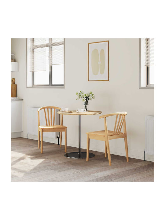 Dining Room Wooden Chair Natural Pure Rubber 50.5x61x80.5cm 2pcs