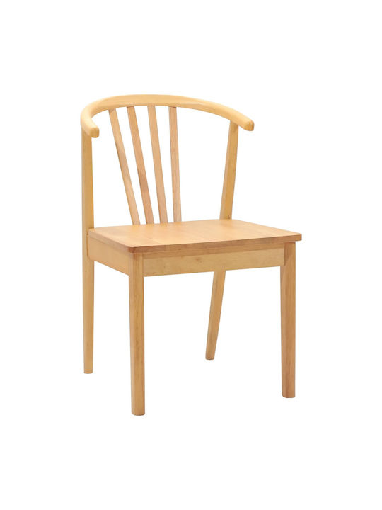 Dining Room Wooden Chair Natural Pure Rubber 50.5x61x80.5cm 2pcs