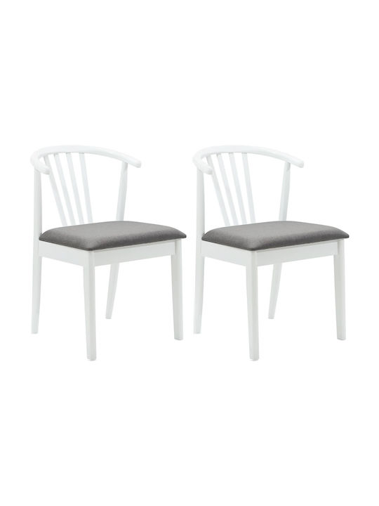 Dining Room Wooden Chair White and Grey 50.5x61x80.5cm 2pcs