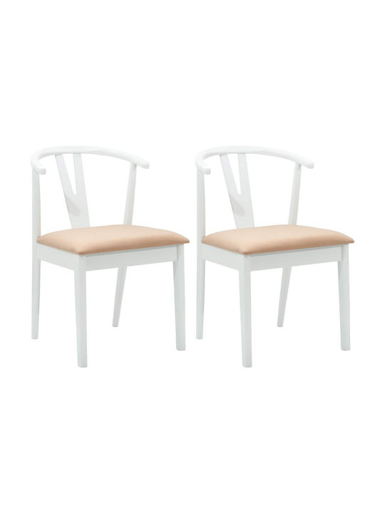 Dining Room Wooden Chair White, Brown 50.5x61x80.5cm 2pcs
