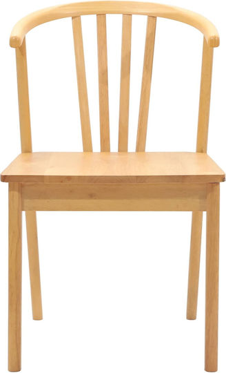 Dining Room Wooden Chair Natural Pure Rubber 50.5x61x80.5cm 2pcs