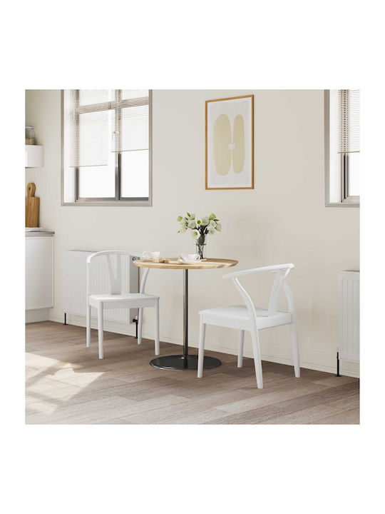 Dining Room Wooden Chair White 54.5x53x77cm 2pcs