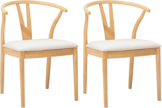 Dining Room Wooden Chair Natural And Light 54.5x53x77cm 2pcs