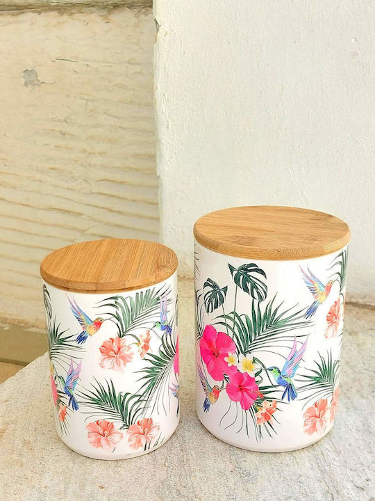 Set 2 Pieces Sugar Coffee Jars with Lid Porcelain White 12x17cm 2 Pieces