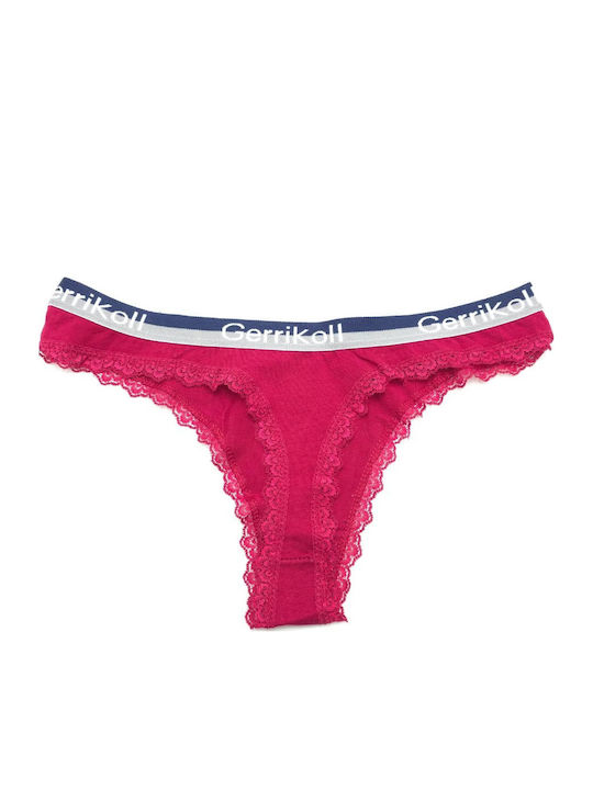 Cotton Women's Briefs with Lace Burgundy