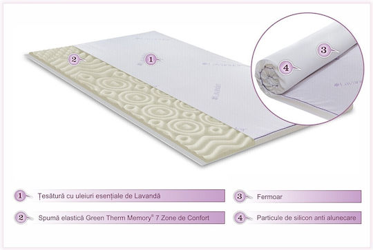Ανώστρωμα Lavanda Therapy Διπλό Memory Foam με Αποσπώμενο Κάλυμμα 140x190x5εκ.