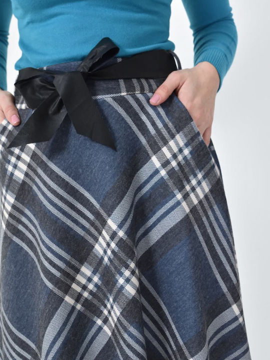 Hoch tailliert Midi Rock Geprüft Dark Blue