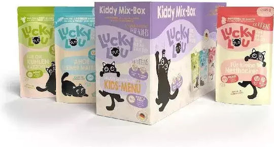 Lucky Lou Lifestage Wet Food for Young Cats in Pouches with Poultry, Beef and Trout 6x125gr