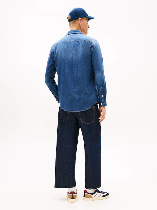 Long Sleeve Denim Shirt In Regular Fit Blue