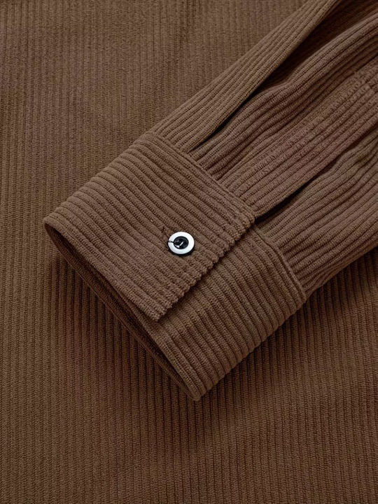 Long-sleeved Corduroy Shirt Brown