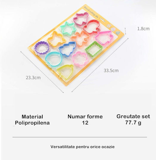 Set 12 Matrițe Pentru Tort Flippy Din Material Polipropilenă Diverse Forme Orice Ocazie Adâncime 1.6 Cm 23.3 X 33.5 X 1.8 Cm Multicolor