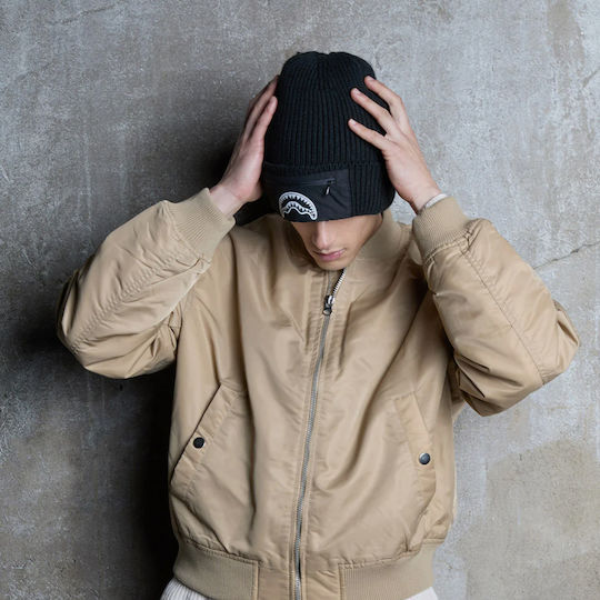 Lowkey Pocket Beanie Unisex Fleece Căciulă Tricotat în culoarea Negru