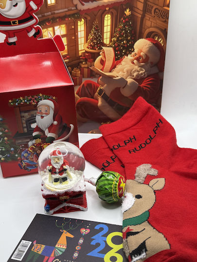 Secret Santa Package Christmas Gift Set Sock Glass Ball Calendar Lollipop