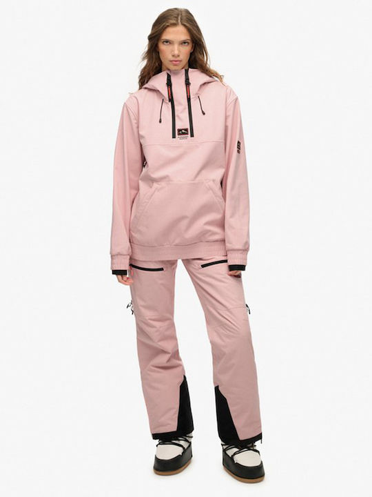 Women's Sports Softshell Jacket Waterproof and Windproof for Winter with Hood Pink