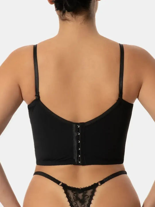 Push Up Lace Corset Sports Bra Black Size S