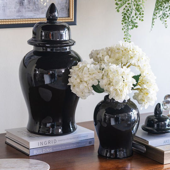 Artekko Decorative Vase Melania Black 16x16x31cm