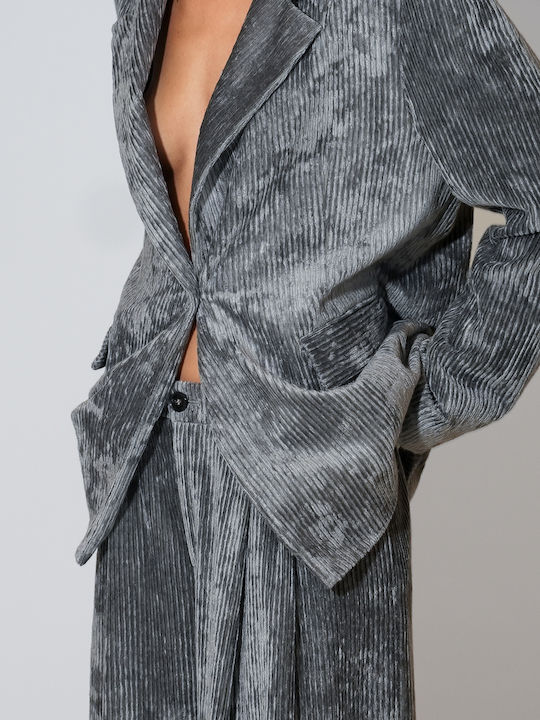 Phisique du Role Дълга Женски Велур Сако Dark Gray