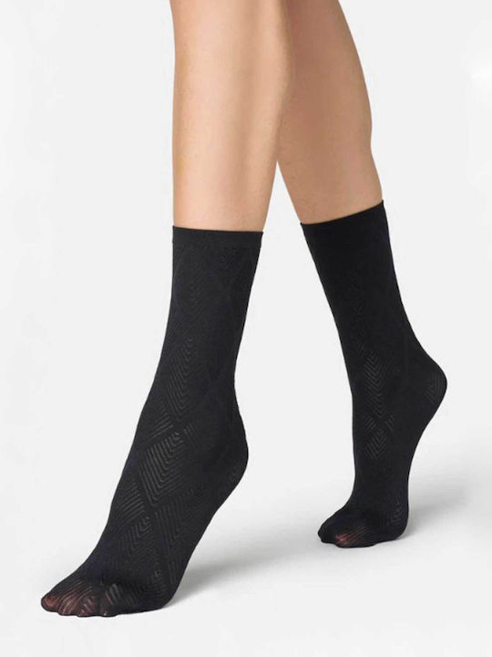 Women's Socks Opaque Nero with Print