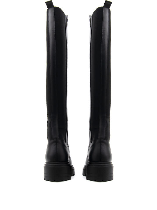 Leder Damenstiefel Schwarz