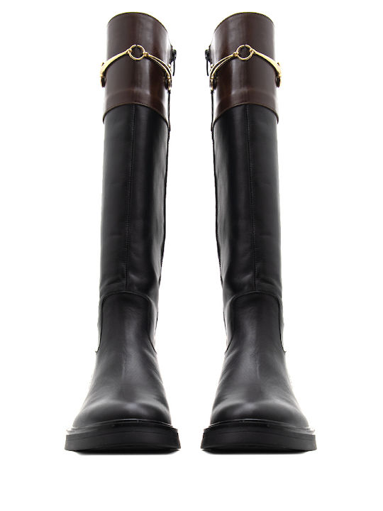 Bacali Collection Δερμάτινες Γυναικείες Μπότες Καφέ