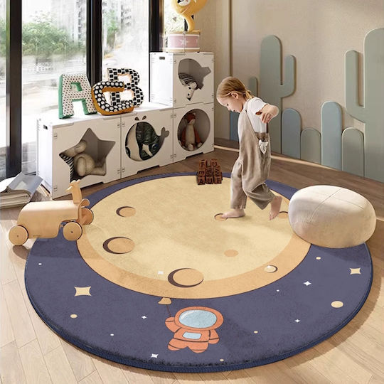 Round Hypoallergenic Kids Rug Astronaut Starborn Explorer Soft 3cm Ø120cm