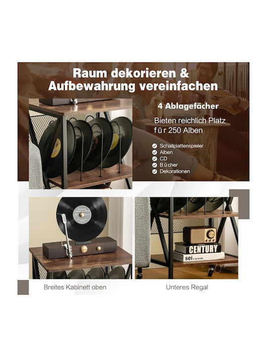 Costway Wooden Kitchen Trolley 3 Tiers Brown 52x45x75cm