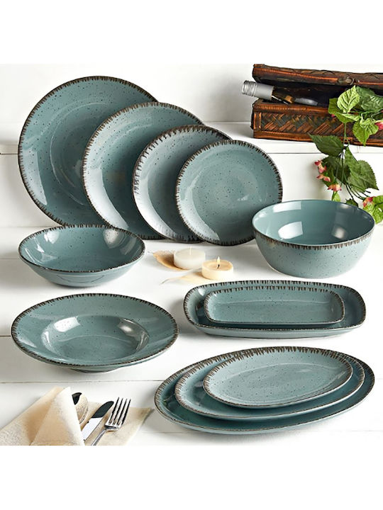 Dot Uranus Serving Platter made of Porcelain Blue with Diameter 26cm