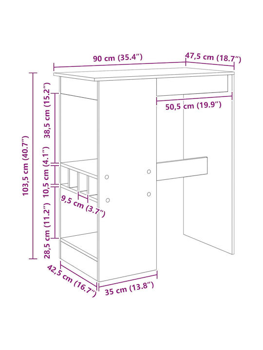 Masă Bar Black Beech 90x47.5x103.5buc
