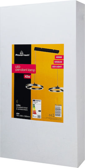 Powertech Ρυθμιζόμενο Κρεμαστό Φωτιστικό Ασημί LED με Φυσικό Λευκό Φως 70x30x120εκ.