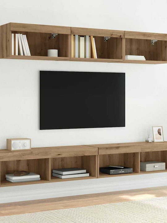 Living Room TV Unit with Lighting Artisan Oak L100xW30xH30cm